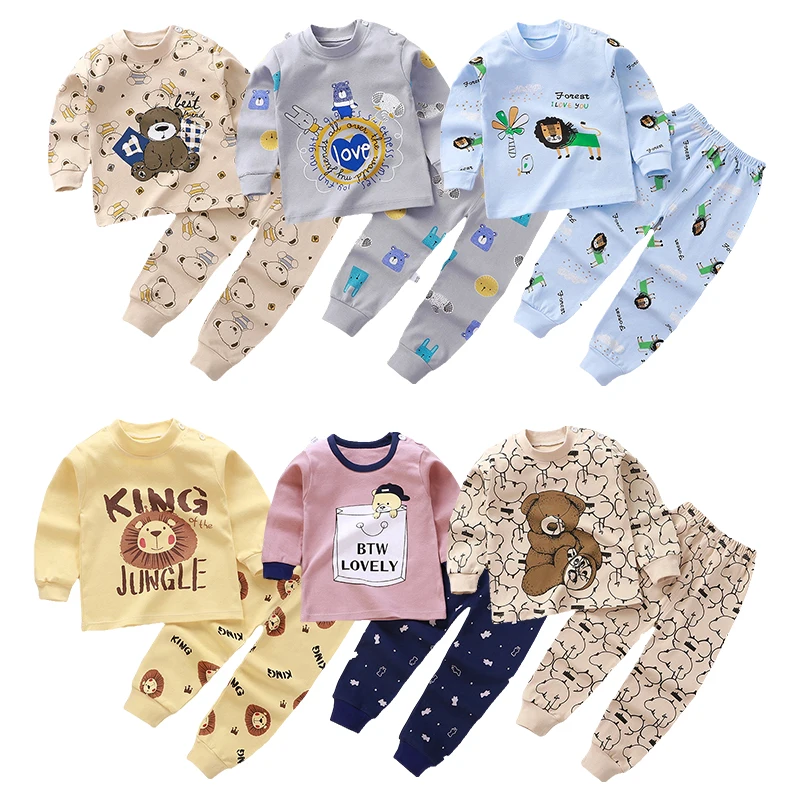 

Andy Papa Children's Spring/Autumn Pajama Sets Toddler Girls Cotton Long Sleeve Tops+Pants 2pcs/Suit Sleepwear Kids Warm Pijama