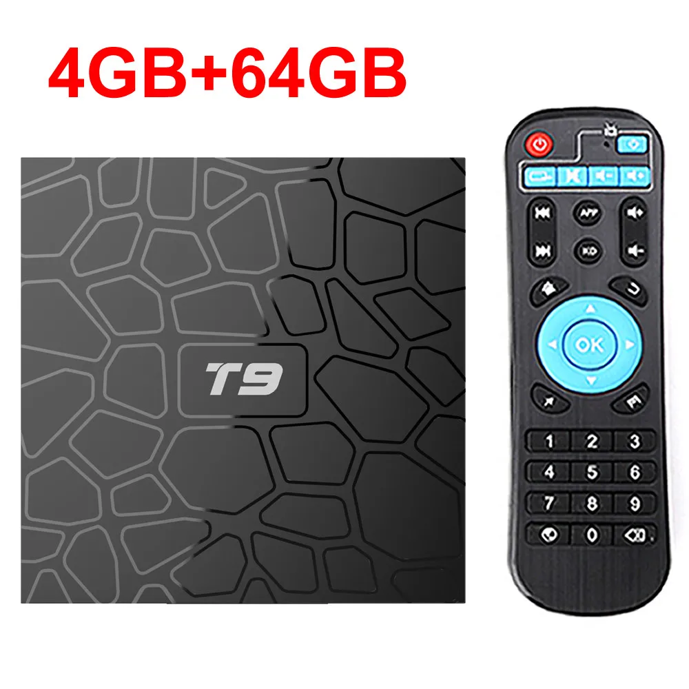 4GB 64GB T9 Android 9,0 Smart tv BOX RK3318 Четырехъядерный 4 ГБ ОЗУ 64 Гб ПЗУ 2,4 ГБ/5 Гб двойной wifi Bluetooth цифровой дисплей 3D HDR 4K телеприставка - Цвет: 4GB 64GB