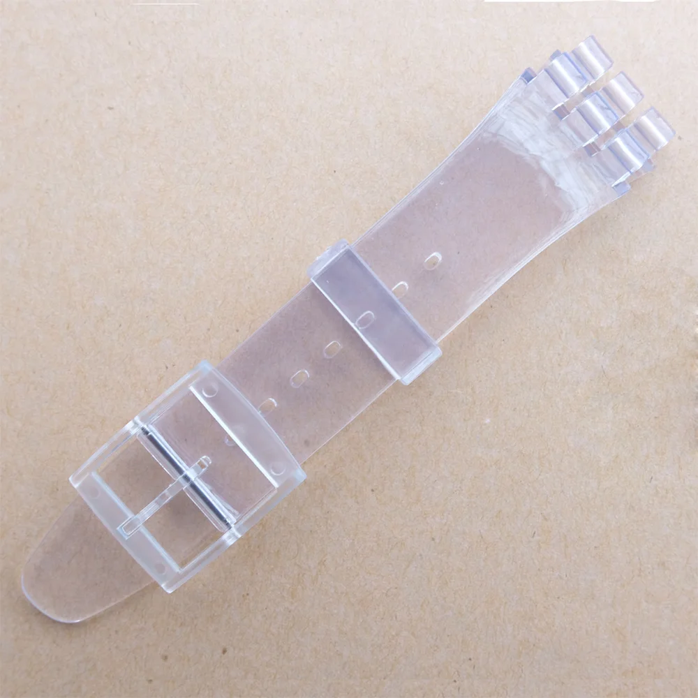 clear Наручные часы ремешок для Swatch 16 мм 17 мм 19 мм 20 мм резиновый силиконовый ремешок для часов аксессуары - Цвет ремешка: clear