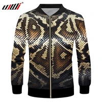 ujwi new trend animal snake skin mens zip jacket 3d punk rock man zipper coat printed fashion streetwear unisex clothing