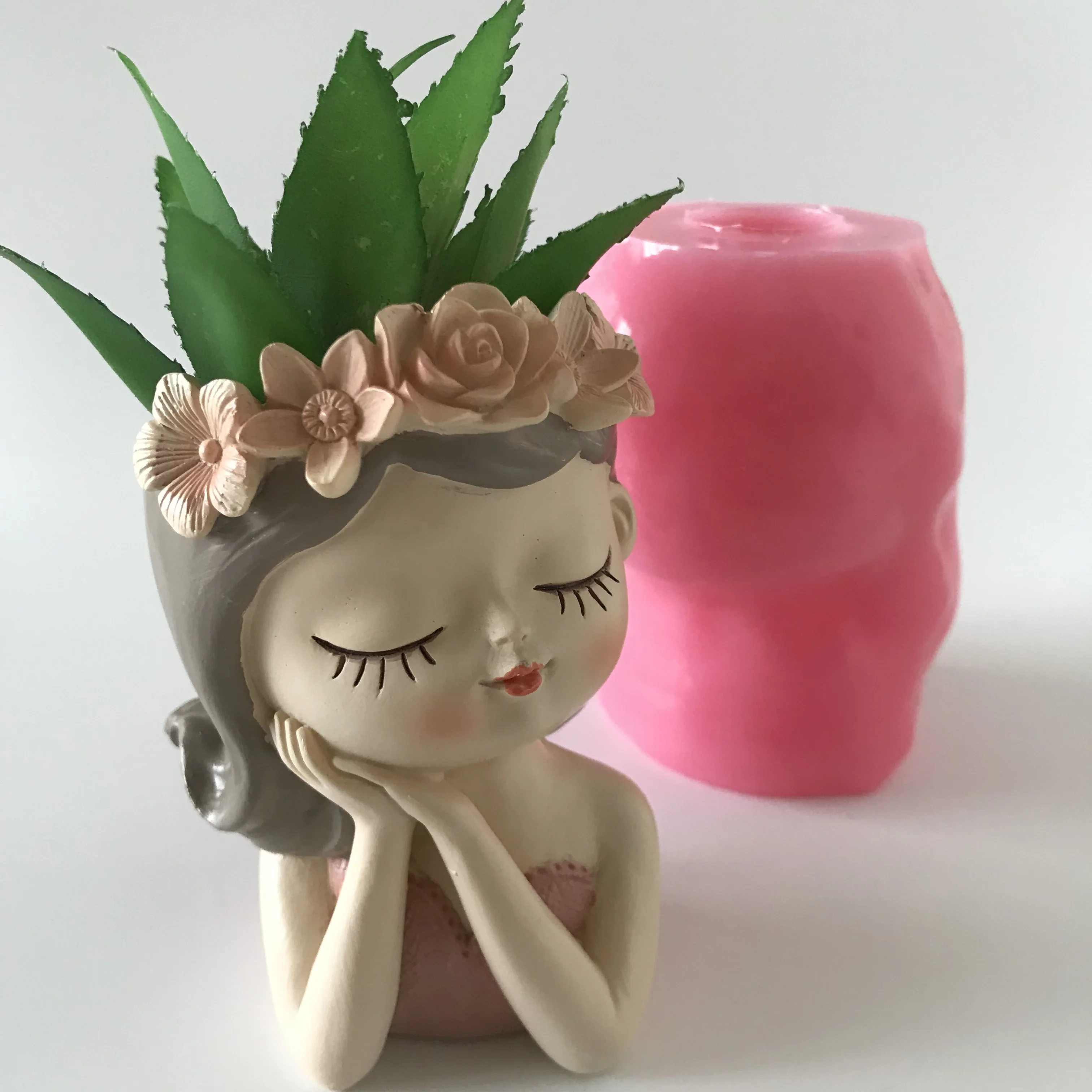 Силиконовая форма милый 3D Цветочный Горшок для девочек ваза из цементной смолы