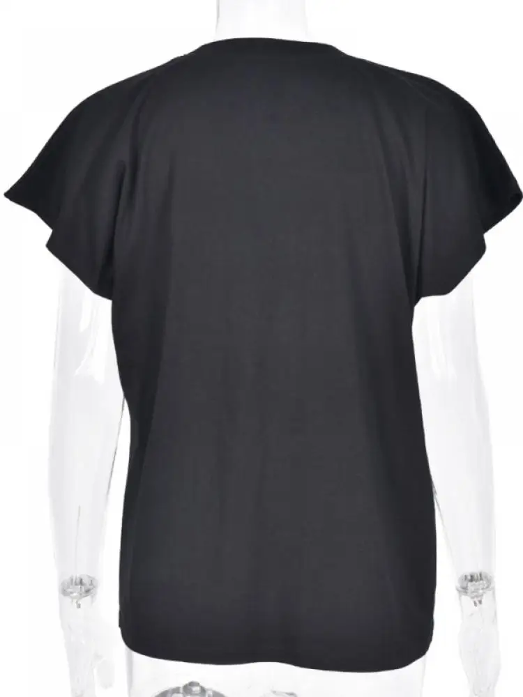 

ROPALIA Women Short Sleeve T-Shirts O-neck Solod Color Loose Flared sleeves Casual Tee T-Shirt Tops
