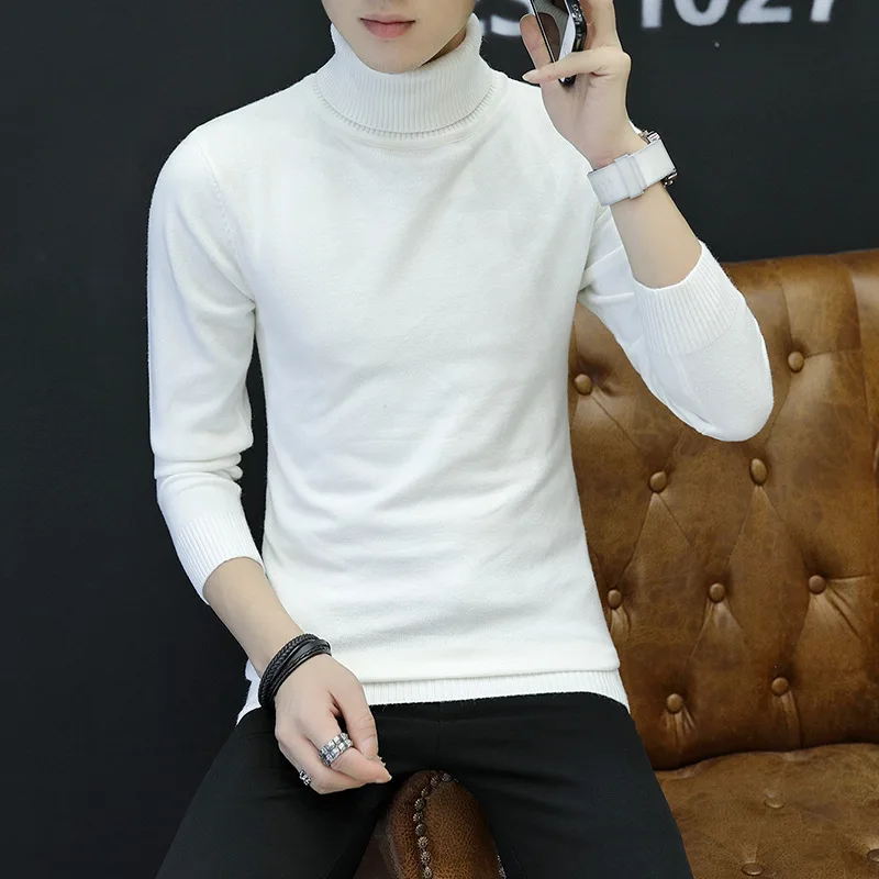 

Man Sweater Casual Winter High Neck Thick Warm Sweater Men Turtleneck Mens Sweaters Slim Fit Pullover Men Knitwear Male