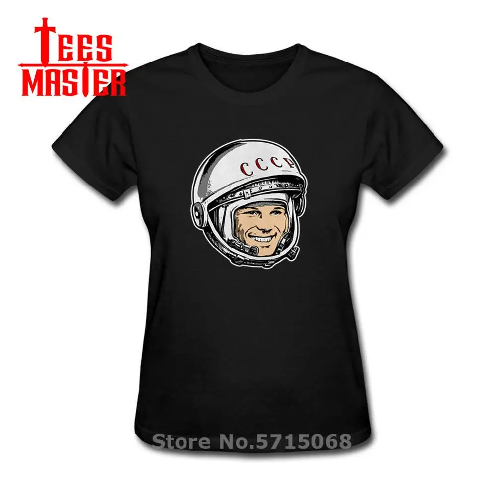 2020 Ретро футболка Юри Гагарина Женская хлопковая для космоната СССР с