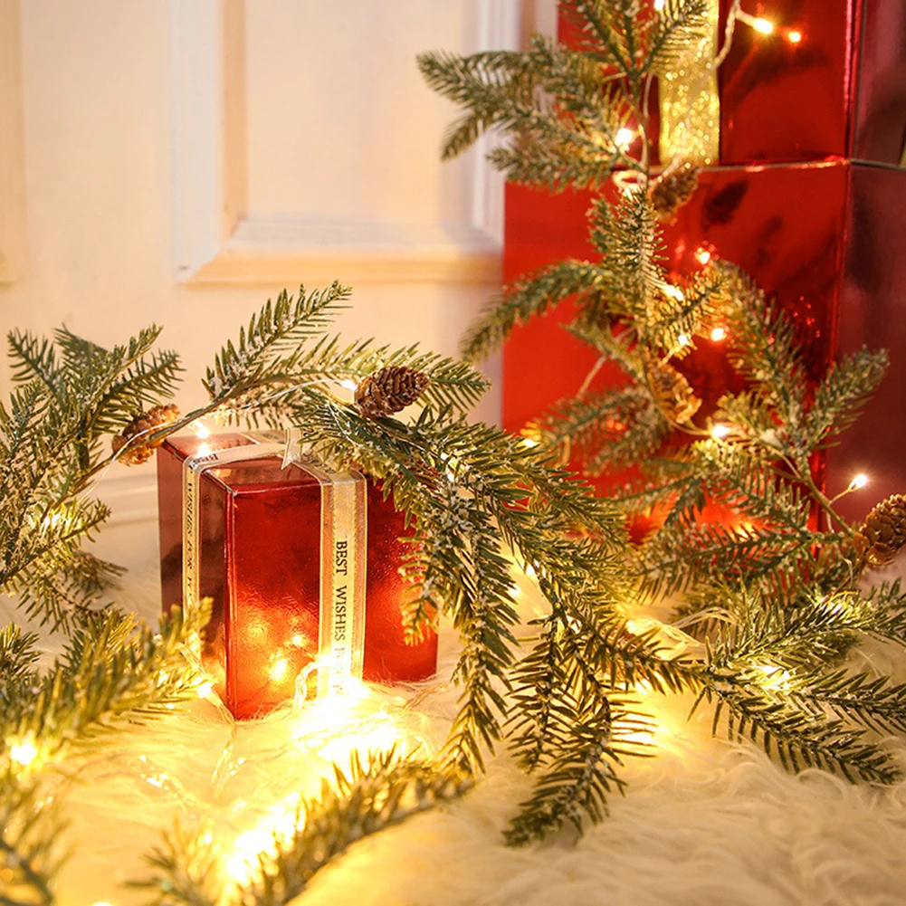 

Battery Powered String Flashing Lamp Romantic Copper Wire Pine Needles Lamp for Christmas Room Courtyard Decoration