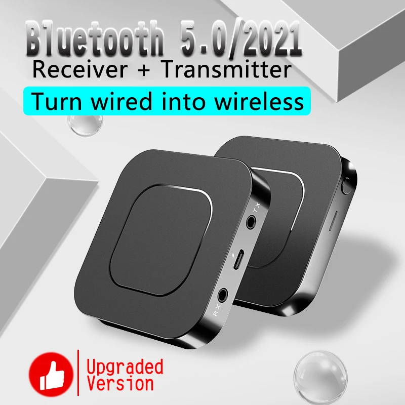 

Bluetooth transmitter Receiver 3.5mm Bluetooth 5.0 audio receiving and transmitting adapter For Car TV PC Headphone Plug n Play