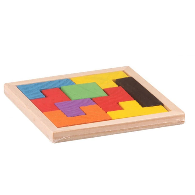 1set Funny Wooden Tangram Brain Teaser Puzzle Tetris Game Educational Baby Child Kid Toy for children 9 pieces | Дом и сад