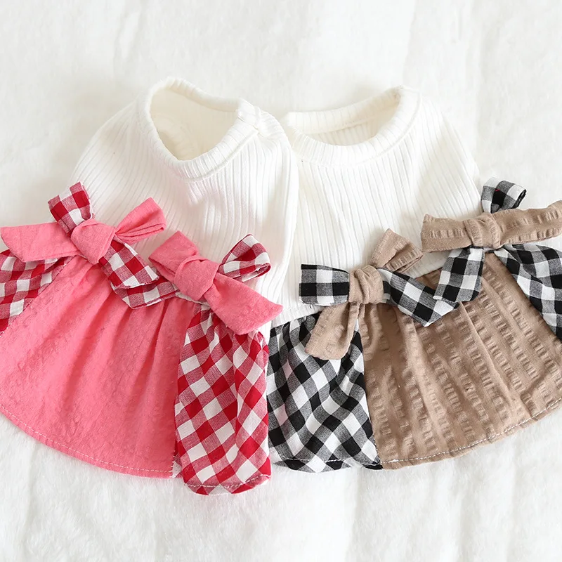 Сетчатое платье с бантом для собак товары питомцев летняя одежда из 100% хлопка