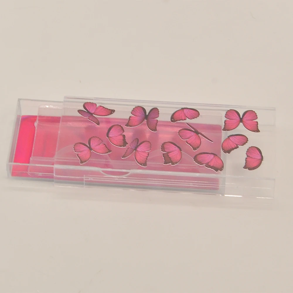 

Wholesale Eyelash Packaging Box Lash Boxes Package Custom Drawer Plastic Red Butterfly Faux Cils Makeup Storage Case Vendors
