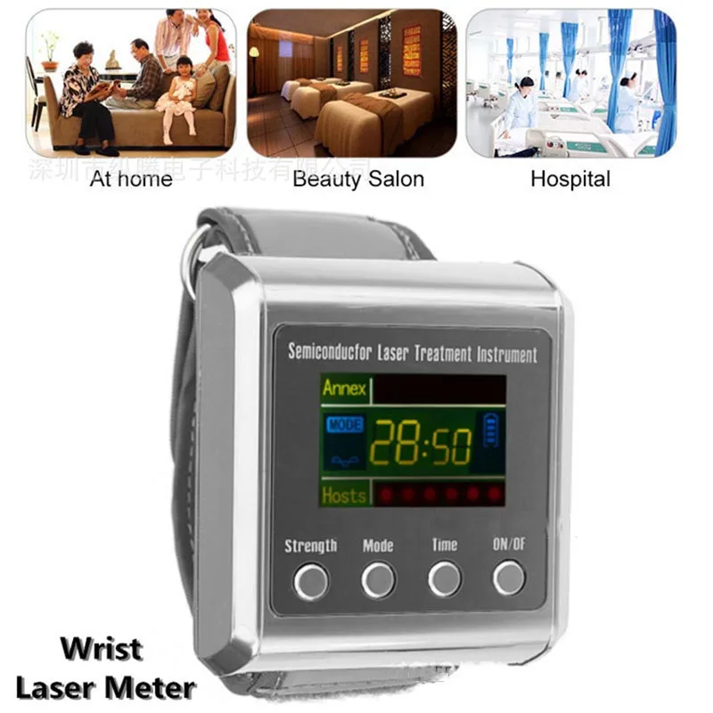Наручные лазерные часы для лечения диабета гипертензии и синусита 650 нм|Сон храп|