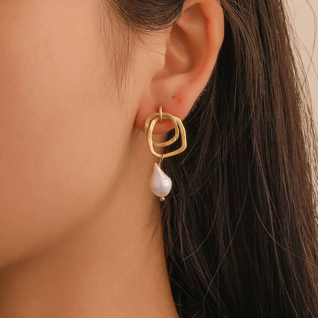 Распродажа сережек необычная форма бусины Геометрические Квадратные креативные