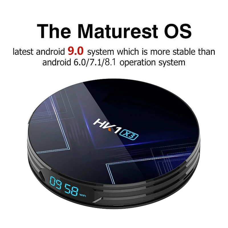 

HK1 X3 TV Box Android 9.0 S905X3 Smart TV Box 4GB DDR3 32GB 2.4G 5G WiFi Bluetooth 4K Media Player(EU Plug)