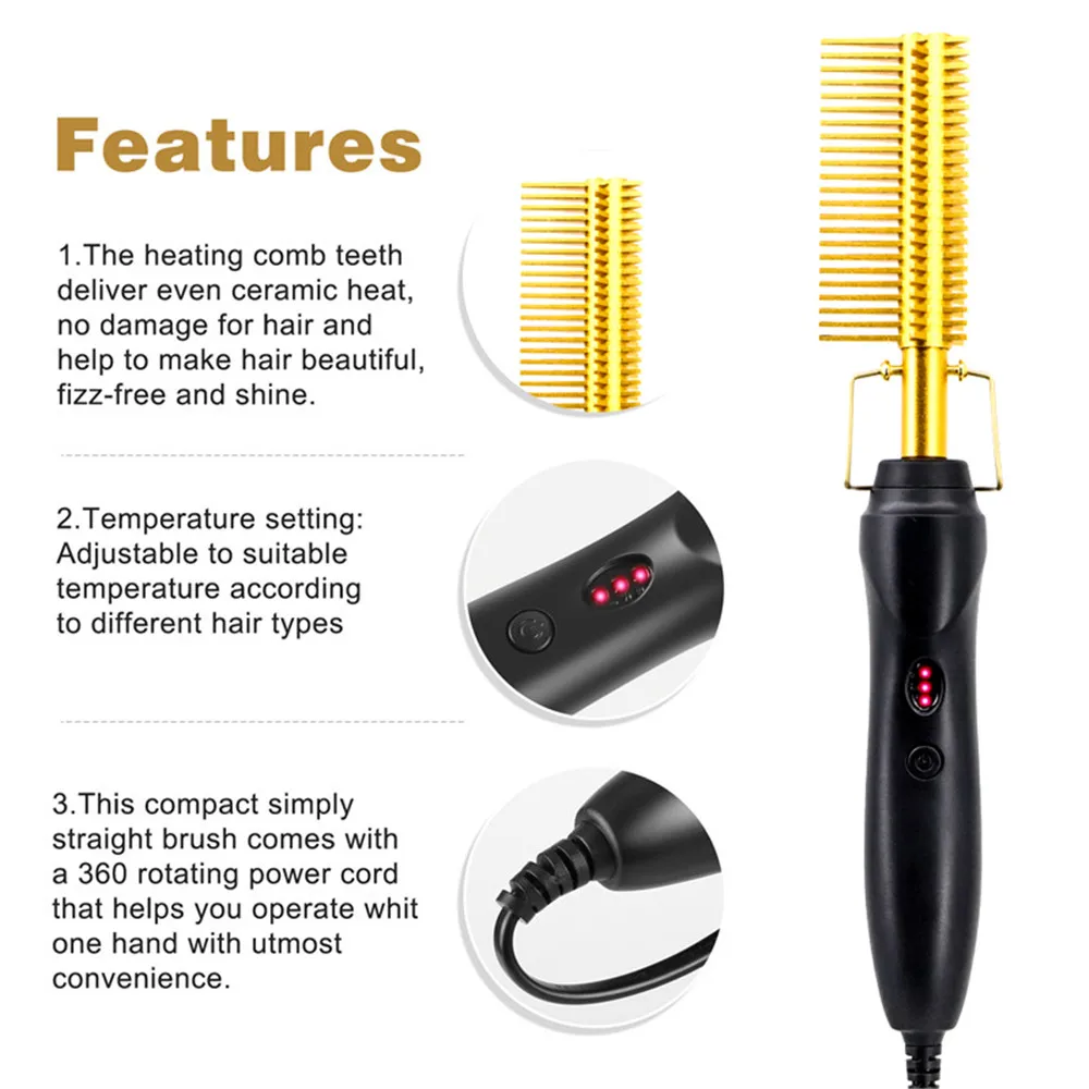Hair Straightener Flat Irons Straightening Brush Hot Heating Comb Straight Styler Corrugation Curling Iron Curler | Красота и