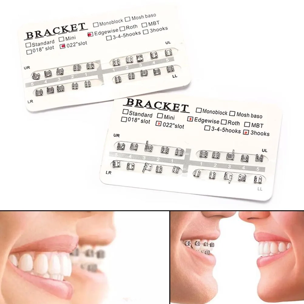 

20pcs/pack Metal Dental Orthodontics Metal Brackets Braces Mini Roth/MBT/Edgewise Style1#,2# Orthodontic Bracket