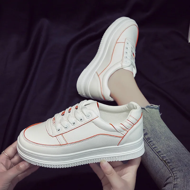 Женские кроссовки с низким верхом Белые Повседневные на шнуровке осень 2020 | Обувь
