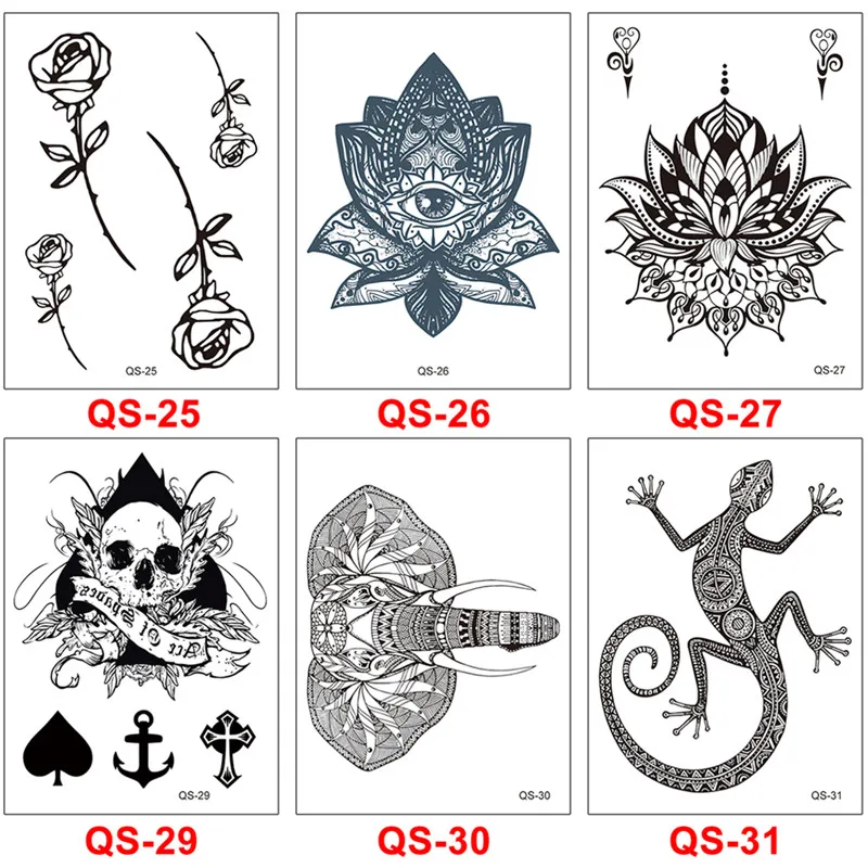 

2pcs Waterproof Temporary Tattoo Sticker Flower Rose Fake Tatto Flash Hand Arm palm finger Back Tatoo body art for Women Men