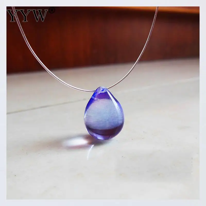 hyacinthine ПВХ шнур ожерелье, с лэмпворк, модное прозрачное ожерелье, красные Ювелирные изделия& для женщин, Продан через приблизительно 14,96 дюймовый Strand - Окраска металла: hyacinthine
