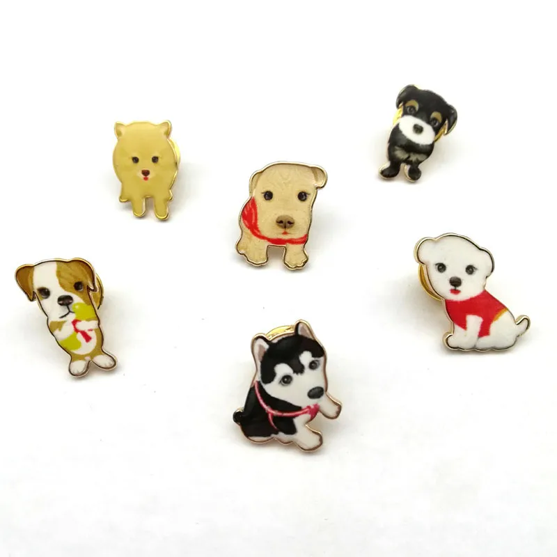 Значки Милые Броши в форме собаки для женщин эмалированные булавки welsh Bichon Frise