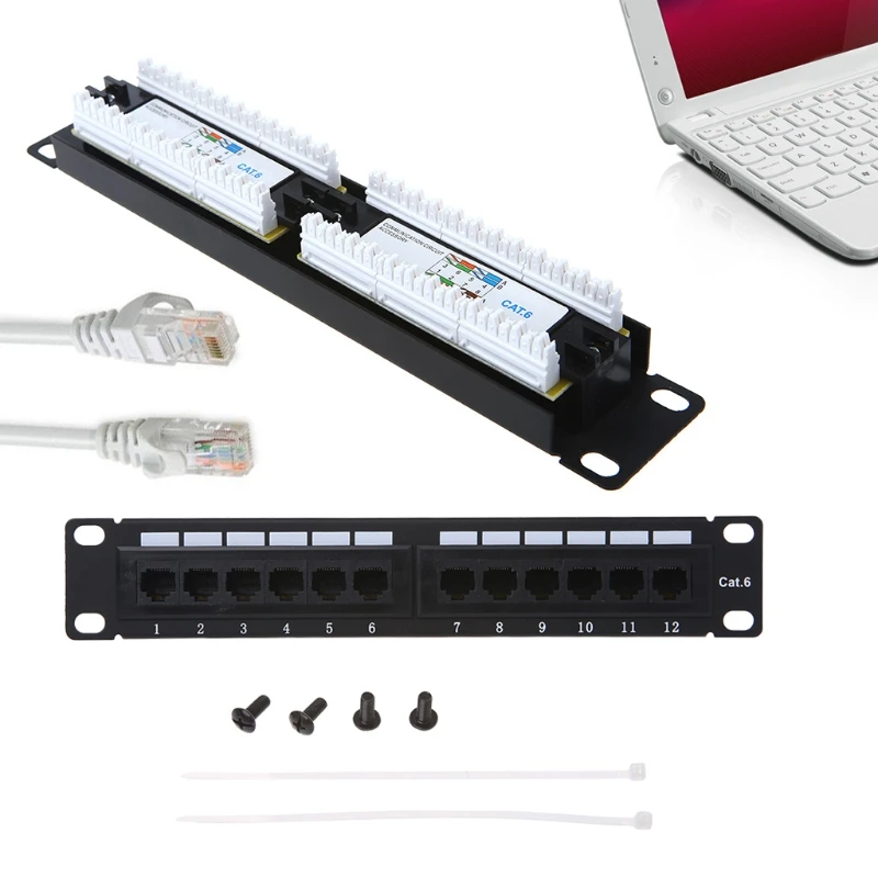 

2021 New Cat6 12 Port RJ45 Patch Panel UTP LAN Network Adapter Cable Connector