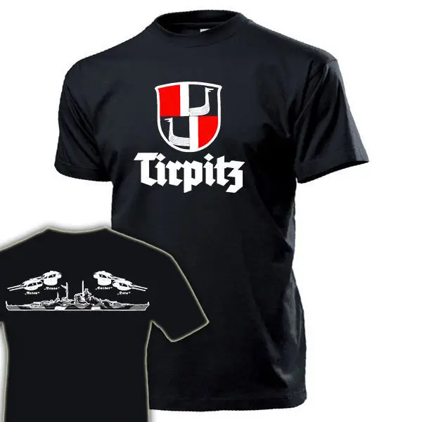 

2019 Summer Cotton Tee Shirt Schlachtschiff Tirpitz Turmen Schwere Artillerie Wappen Abzeichen-T Shirt Fashion T-shirt