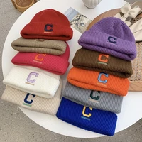 winter female c letter cap knitted hat baotou wool warm hat male kpop hip hop caps beanies womens mens hats apparel