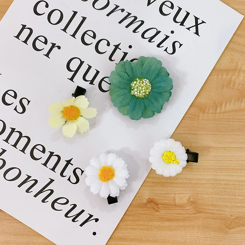 

4Pcs/Set Daisy Flower HairPins Ponytail Cute Daisy Flower Hair Clip Fashion Elastic Ring Women Girls Holder Hair Accessories