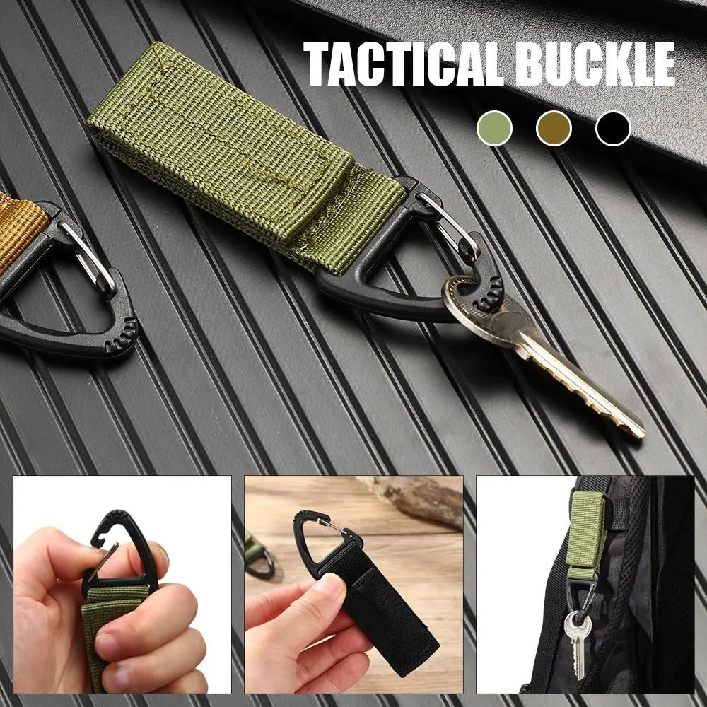 Military Tactical Gear Hanging Key Hook Clip Clamp Buckle Nylon Webbing Molle Belt Carabiner Outdoor Strap Climbing Accessories