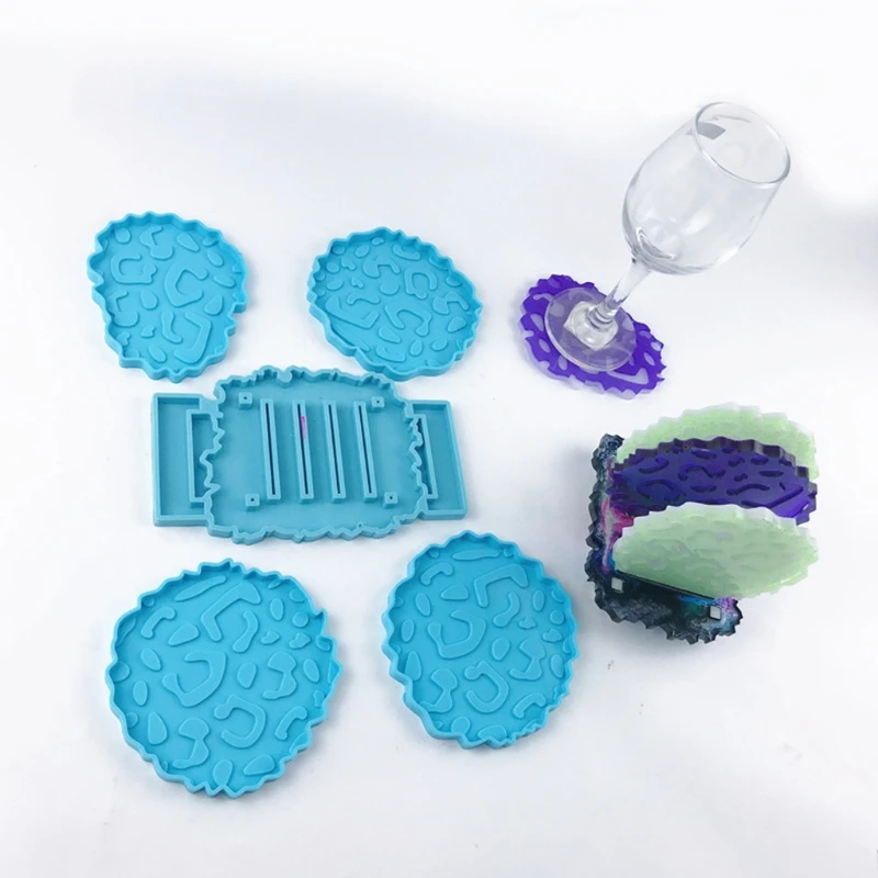

R58E Leopard Print Resin Silicone Molds Round Coaster Epoxy Molds Resin Casting Molds for Making Coasters DIY Resin Artwork