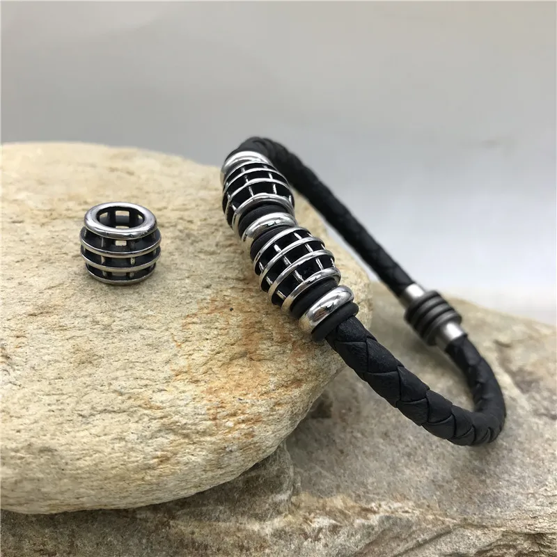 

316l Stainless steel 7.37mm Big Hole Hollow European Beads For Bracelet Necklace DIY Jewelry Making Wholesale Beads