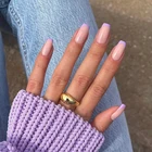 Накладные ногти средней длины, 24 шт., накладные ногти во французском стиле с клеем, накладные ногти, прозрачные накладные ногти для маникюра, ногтевого дизайна, декора