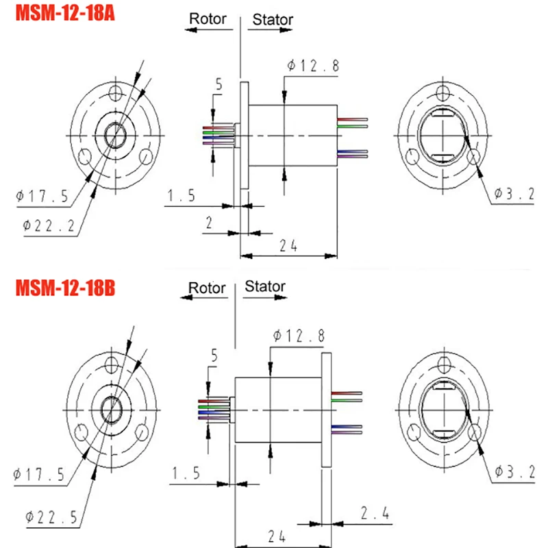 

1PCS 18 Channel 2A Dia 12.5mm Type A/B/U 18 Wiring Miniature Conductive Ring Brush Monitoring Slip Ring Rotation Joint Connector