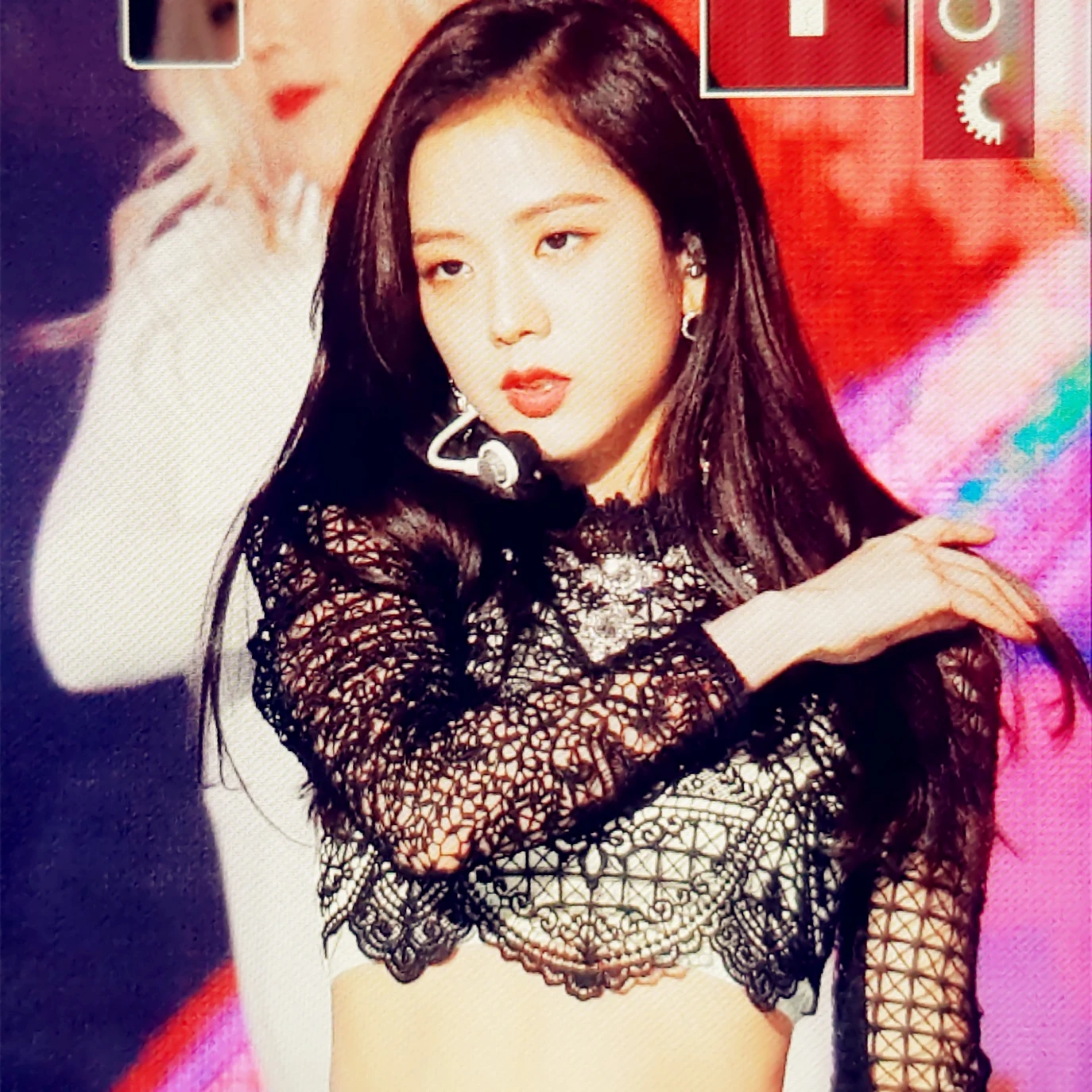 Kpop черные розовые jisoo же летние женские сексуальные кружевные рубашки с длинными рукавами женские свободные топы Корейская Повседневная однотонная Цветочная просвечивающаяся блузка