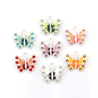 42pcs 7 color rhinestone enamel butterfly alloy charm pendants fashion jewelry diy fit bracelets necklace earrings 22x20 5mm