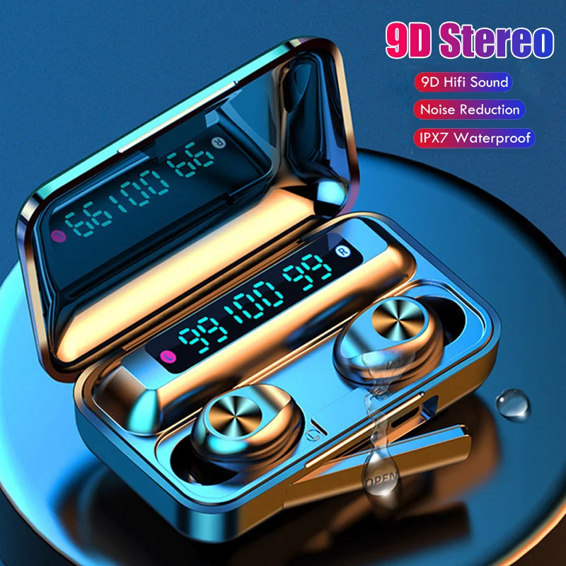 

Bluetooth V5.1 Earphones Wireless Headphones With Microphone Sports Waterproof Headsets Charging Box For Android