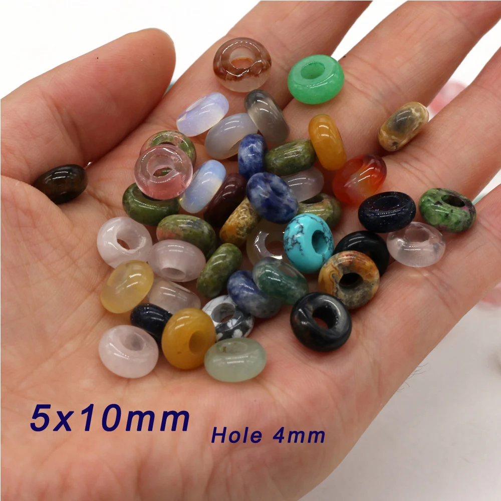 10pcs/lot Natural Agates Bead Abacus Shape Big Hole Stone Beads Size 5x10mm for Jewelry Making DIY Necklace Crafts Hole 4mm