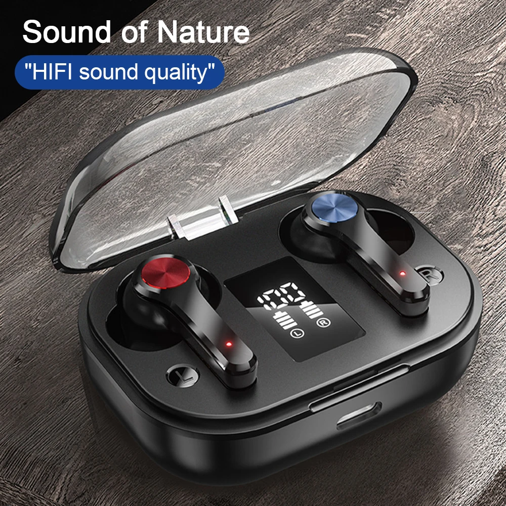 

T28 TWS Wireless Earphone Bluetooth 5.1 Noise Reduction In Ear Headset HD LED Digital Display Earbuds With Mic