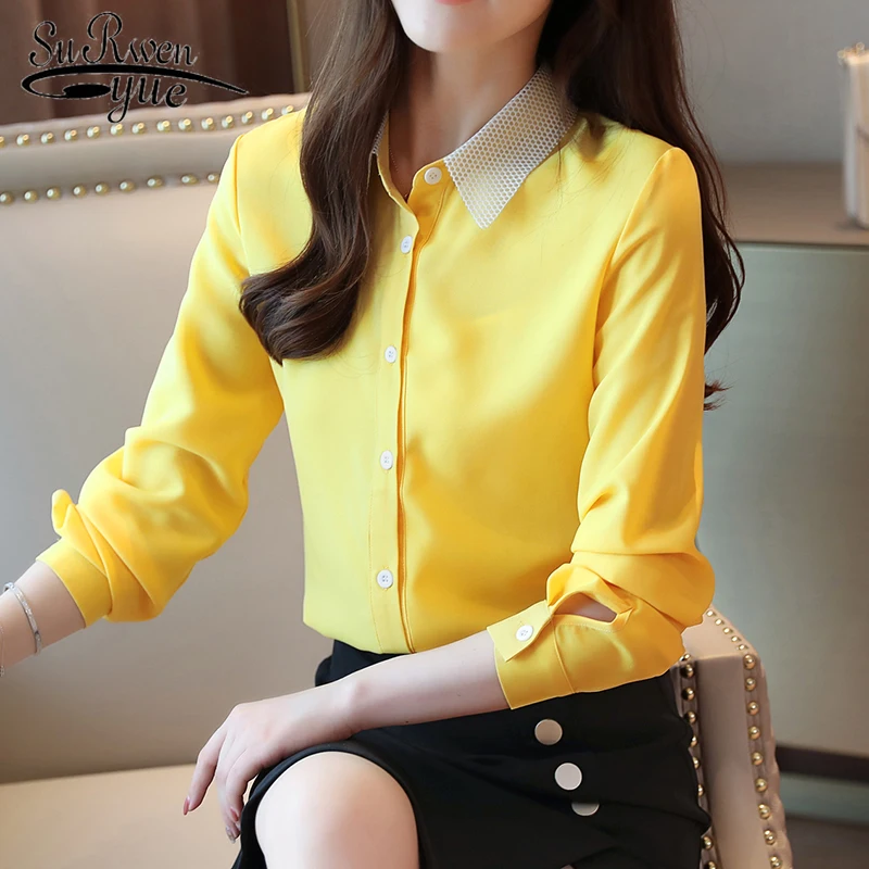 

Женские топы и блузки blusas mujer de moda 2021 Осень женские блузки рубашки для мальчиков длинные рукава Офисные женские туфли шифон рубашки 6102 50