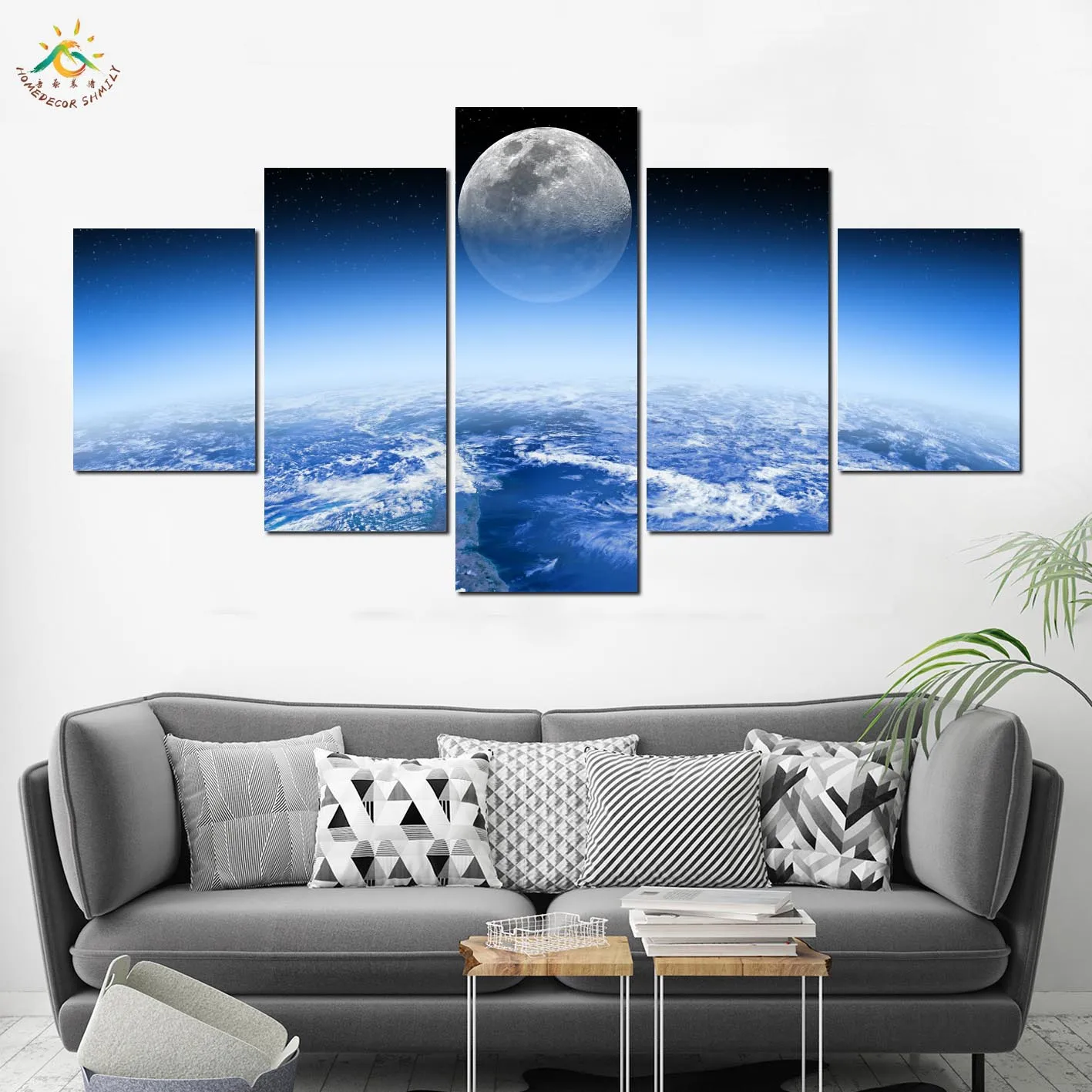 Skyline планета и Луна современный настенный художественный холст плакаты