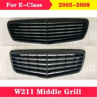styling middle grille for mercedes benz e class w211 front bumper abs center grill original and gt vertical bar 2003 2008