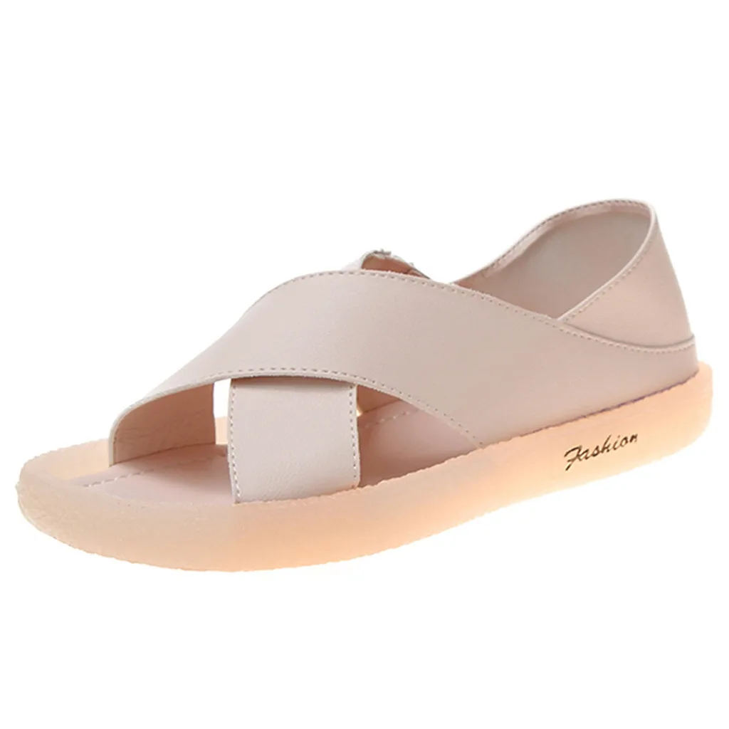 SAGACE Fashion Women Sandals Cross Belt Slip On Beach Shoes For Flat Summer 2020 Femme Platform Sandals|Пляжные и уличные