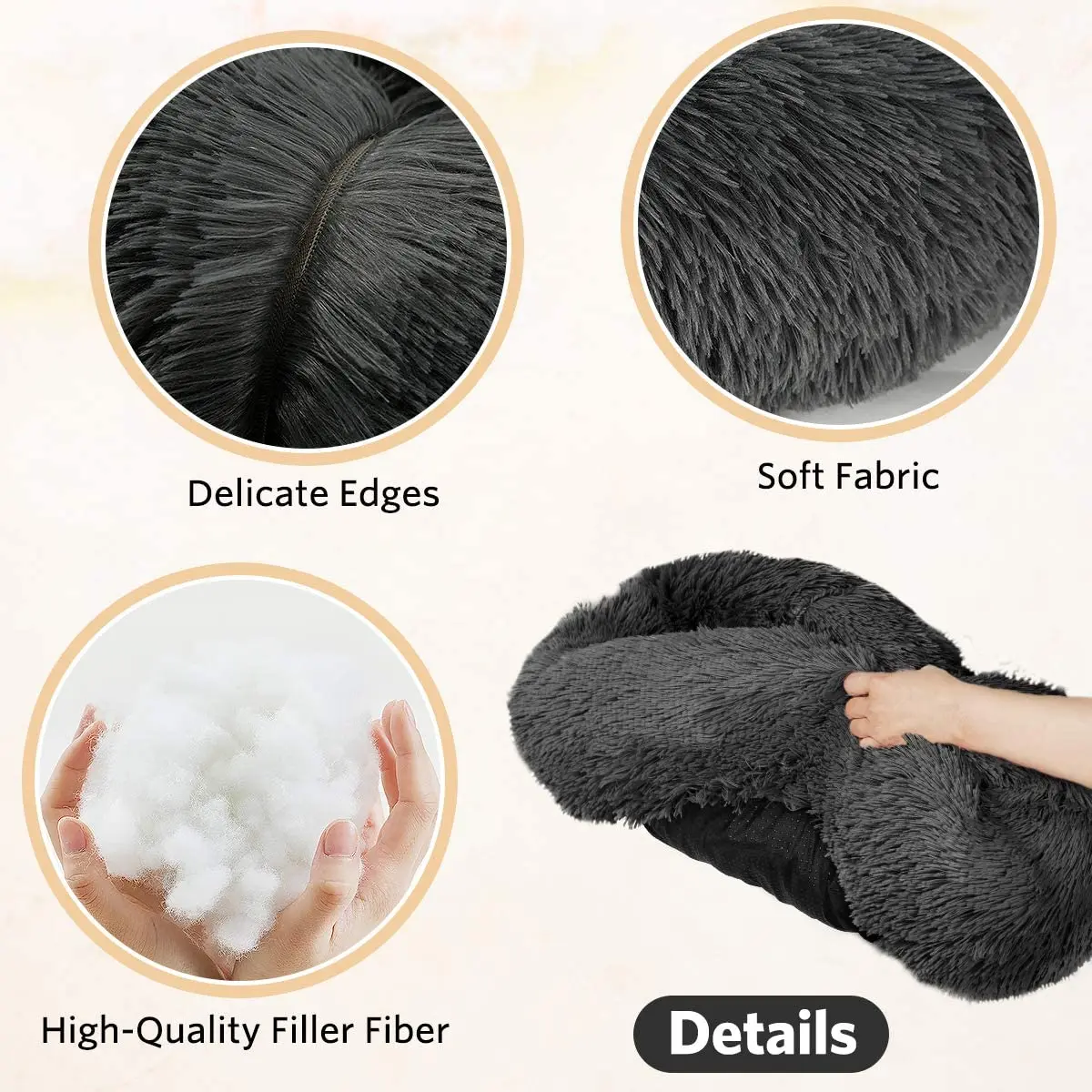 Круглая кровать собаки любимчика пончик дом мягкий удлиненный плюш для