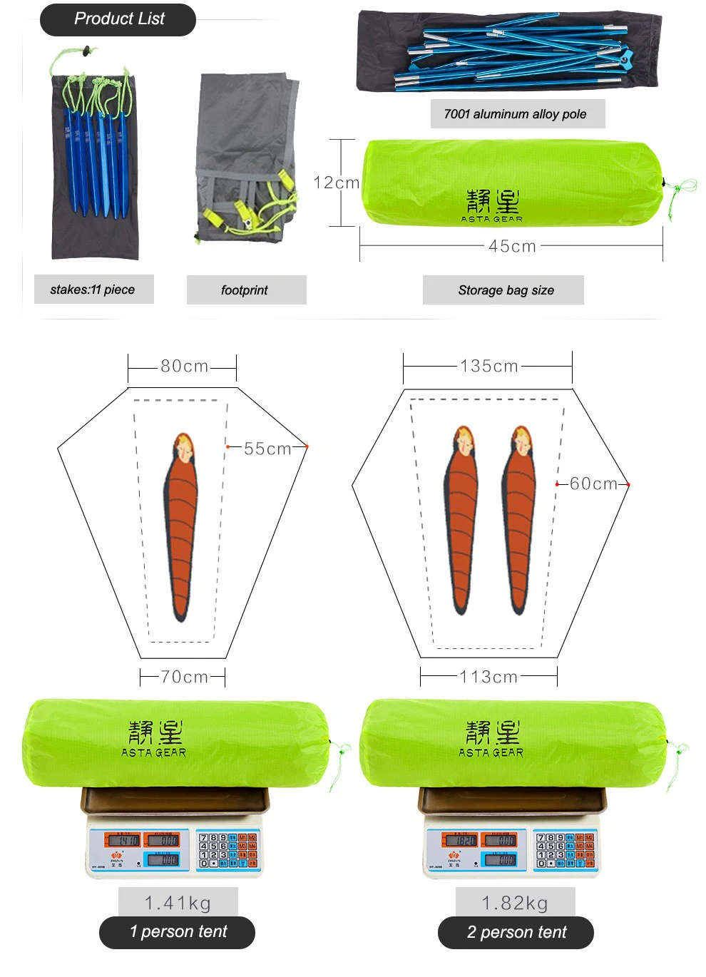 ASTA GEAR Greenmountain 2 Кемпинг Сверхлегкий 2 Человек Палатка для кемпинга альпинизмом треккинга туризма велоспорта