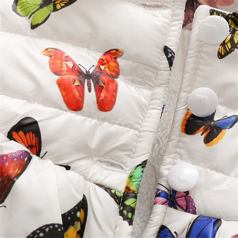 Куртки для маленьких девочек красивая куртка с бабочками зимняя детская одежда