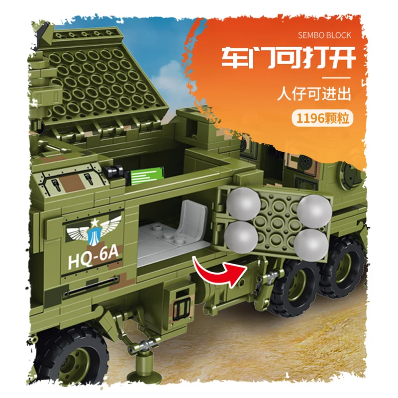 

Sembo Blocks Military kits Soldiers Battle Building Blocks truck Land Shield Air Defense Anti-missile technic diy kid Toys