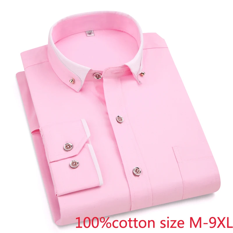 Новое поступление весна-осень мужские официальные очень большие рубашки из