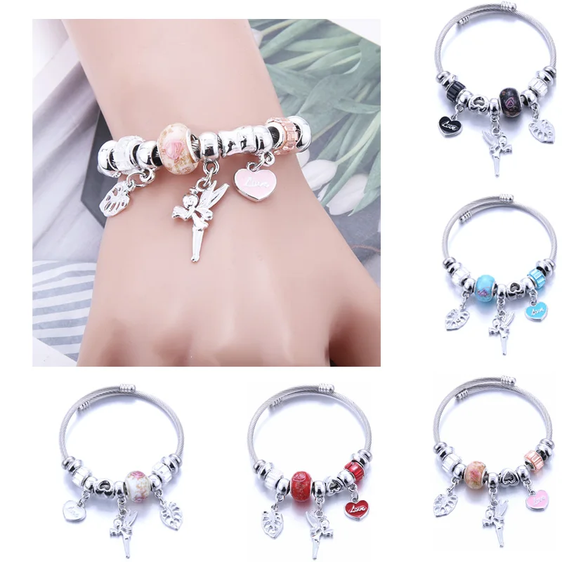 Высококачественный браслет из бисера с подвеской в виде листьев ангела