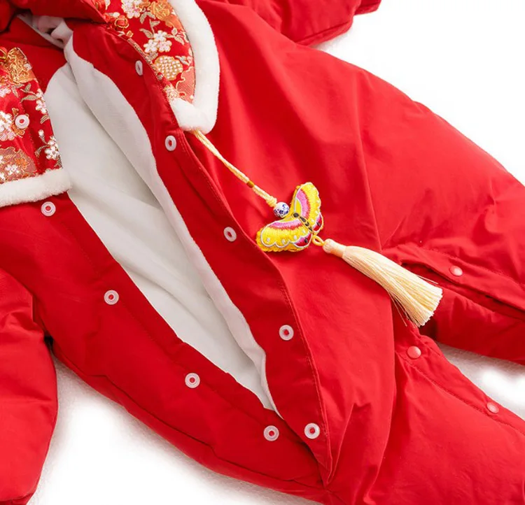 

Chinoiserie girl's Jumpsuit new baby cotton padded Qipao winter new year clothes