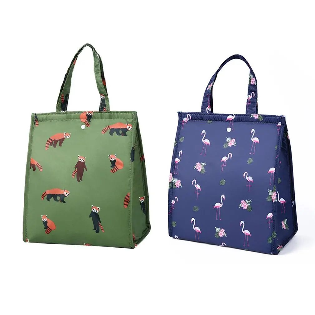 

Printed Lunch Insulated Fashionable Bag Portable Twill Leak-proof Picnic Foldable Bag Soft Handle Durable Smooth Zipper