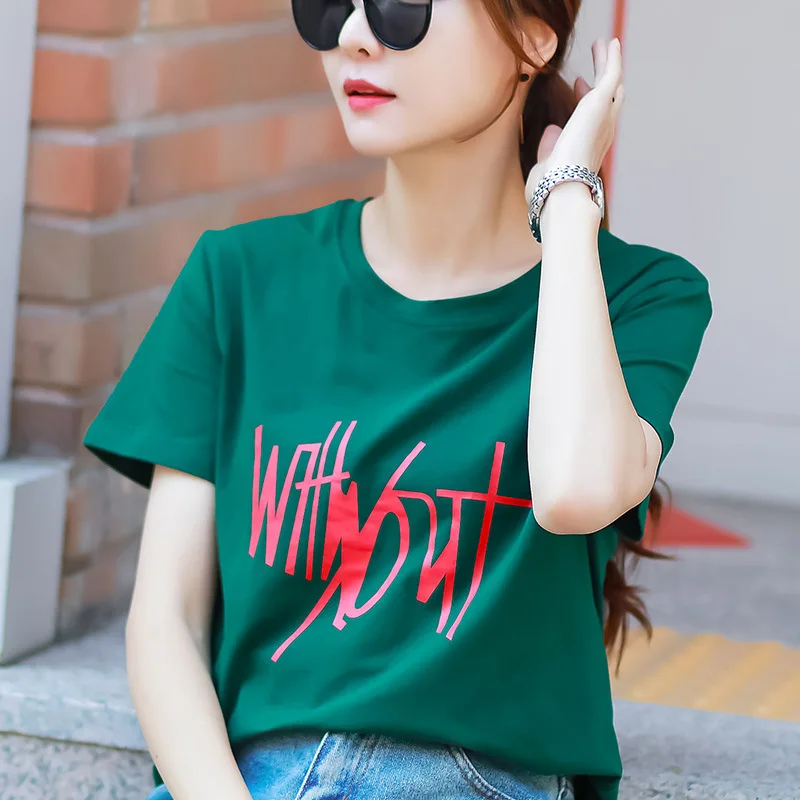 Футболка с коротким рукавом из чистого хлопка для женщин 2020 свободная