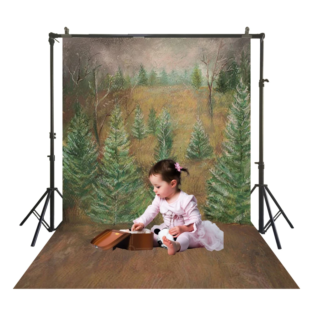 Картина маслом фотографический фон полиэстер ткань с пол часть сосновая ель лес